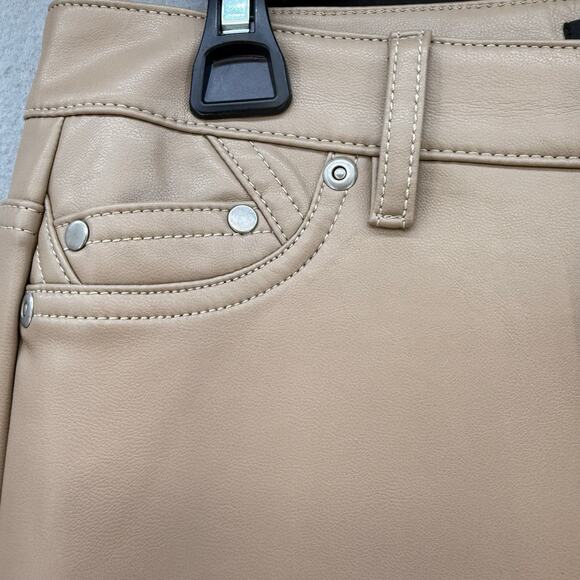 7 For All Mankind Pants Women's XS Tan Faux Leather Preppy Business Casual NWT - Picture 7 of 15